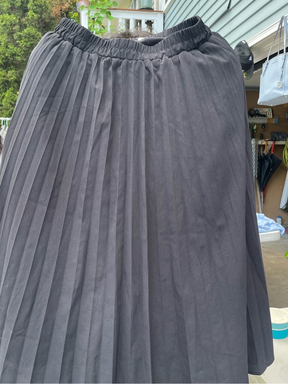 Classic Black Pleated Women's Skirt - Elastic Waist